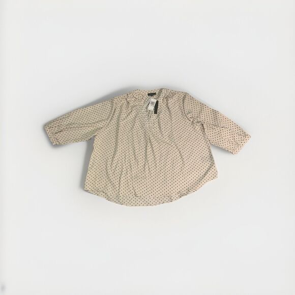 Cream Tops - New With Tags Grace 1X Cream Black Polka Dot Blouse Top 3/4 Sleeve Plus Size